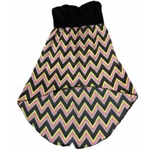 Neon Chevron Strapless Dress – High Low Festival Style